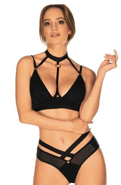 Obsessive Brasica Bra Black - Krūštura un krūštura komplekts 5