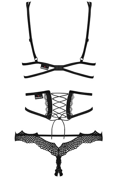 Obsessive Bravelle 3-pcs Set Black - Seksīga apakšveļa 4