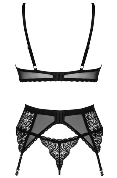 Obsessive Chemeris 3-pcs Set Black - Krūštura un krūštura komplekts 4