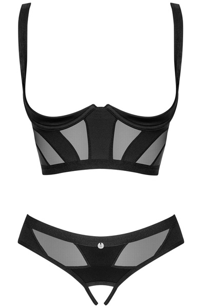 Obsessive Chic Amoria 2-pcs Crotchless Set - Krūštura un krūštura komplekts 3