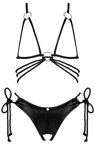 Obsessive Cordellis 2-pcs Cupless Set Black - Seksīga apakšveļa 3