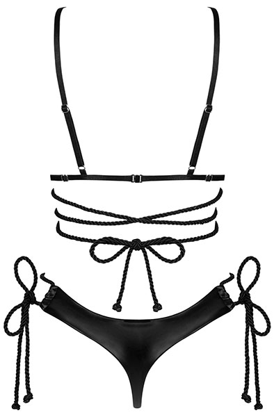 Obsessive Cordellis 2-pcs Cupless Set Black - Seksīga apakšveļa 4