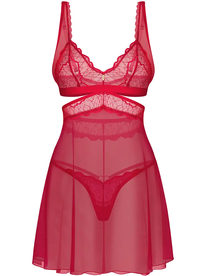 Obsessive Cupide Desir Babydoll & Thong Red - Babydoll apakšveļa 4