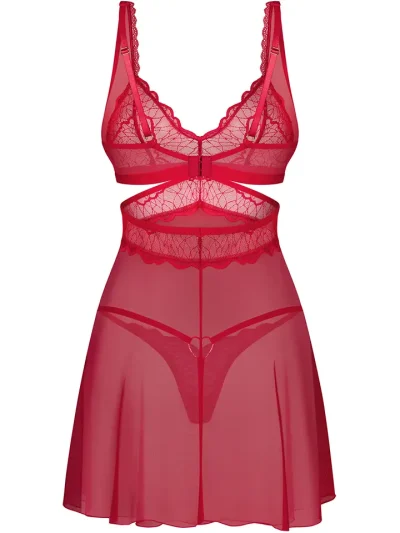 Obsessive Cupide Desir Babydoll & Thong Red - Babydoll apakšveļa 5