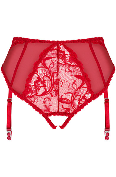 Obsessive Dagmarie Garter Panties Red - Biksītes ar atvērtu kājstarpi 4
