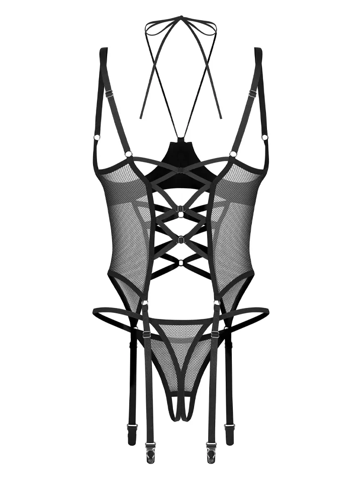 Obsessive Dominna Corset & Crotchless Thong Black - Korsete un siksnas 6 [full]
