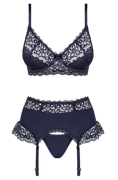 Obsessive Drimera 3 pcs Set Blue - Seksīga apakšveļa 3