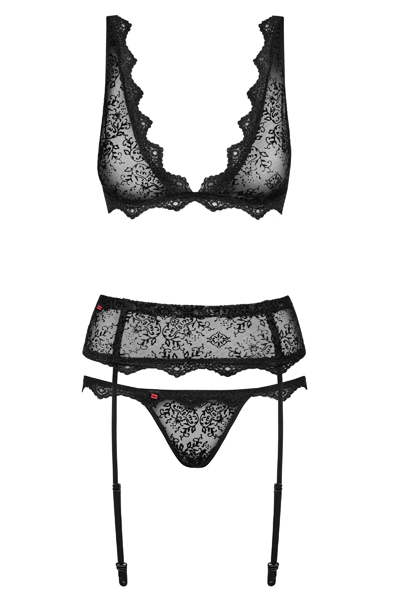 Obsessive Emperita 3 pcs set Black - Seksīga apakšveļa 4