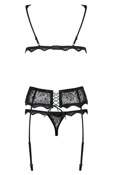 Obsessive Emperita 3 pcs set Black - Seksīga apakšveļa 5