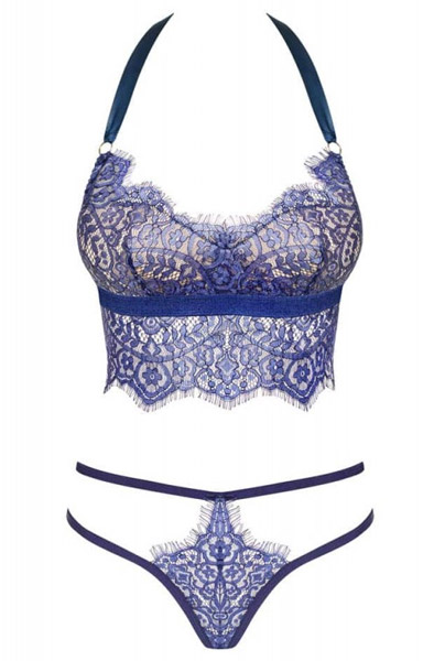 Obsessive Flowlace Set Blue - Seksīga apakšveļa 3