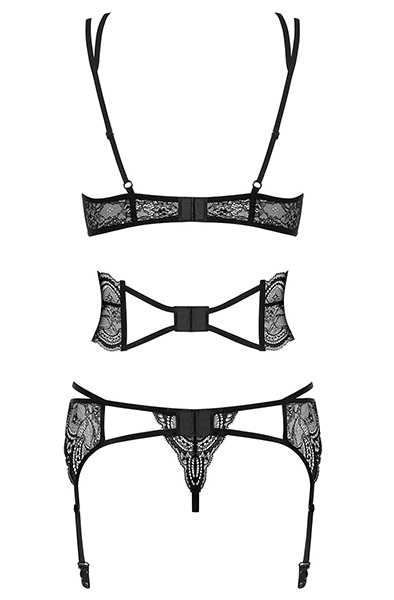 Obsessive Frivolla 4-pcs Black - Seksīga apakšveļa 4