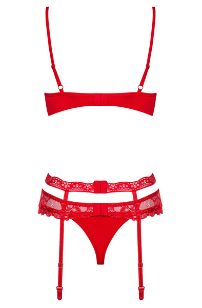 Obsessive Heartina 3 pcs set Red - Seksīga apakšveļa 5