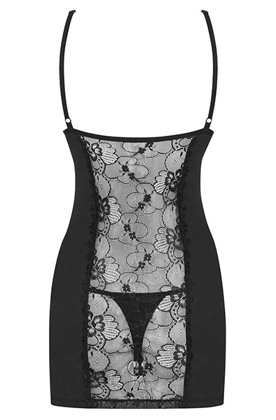 Obsessive Heartina Chemise & Thong Black - Seksīga apakšveļa 4