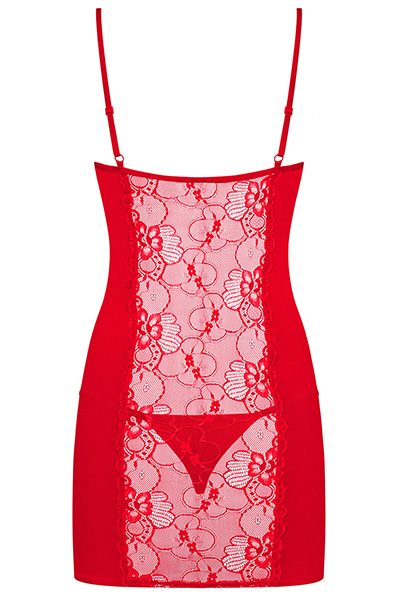 Obsessive Heartina Chemise & Thong Red - Seksīgs apģērbs 4