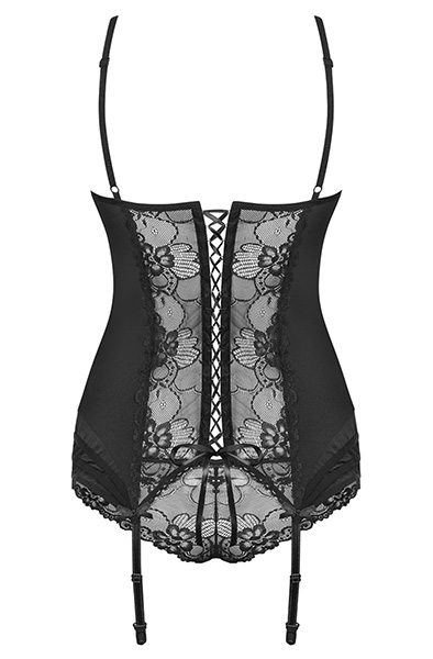 Obsessive Heartina Corset & Thong Black - Seksīga apakšveļa 5