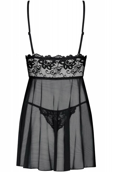 Obsessive Idillia Babydoll & Thong Black - Babydoll apakšveļa 4