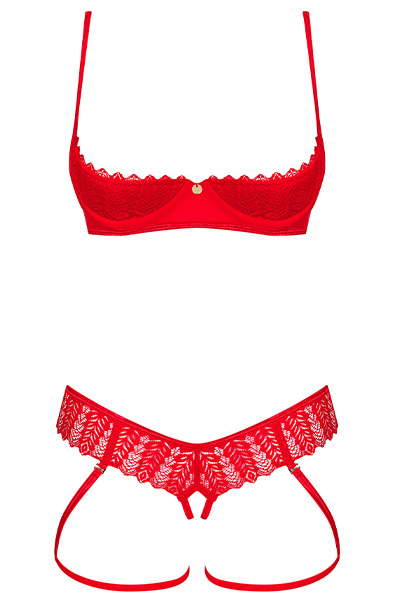 Obsessive Ingridia 2-pcs Crotchless Set - Seksīga apakšveļa 3