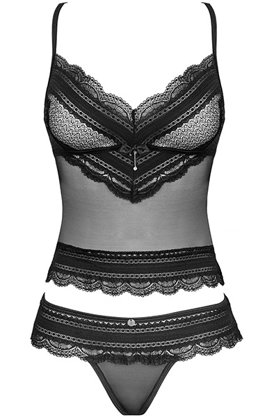 Obsessive Ivannes Top & Thong Black - Seksīga apakšveļa 3