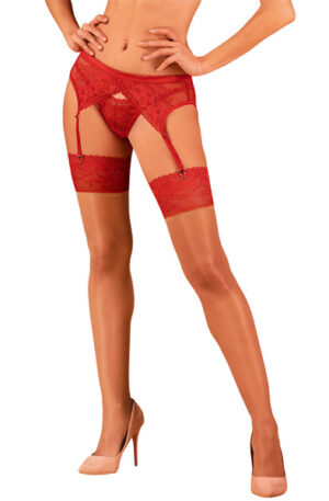 Obsessive Lacelove Stockings Red - Zeķes 1