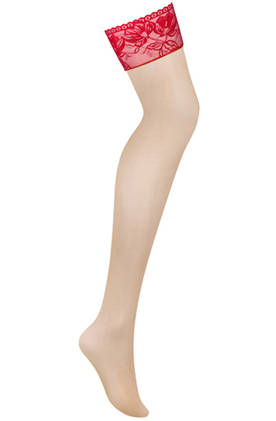 Obsessive Lacelove Stockings Red - Zeķes 3