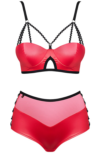 Obsessive Leatheria 2-pcs Set Red - Seksīga apakšveļa 3