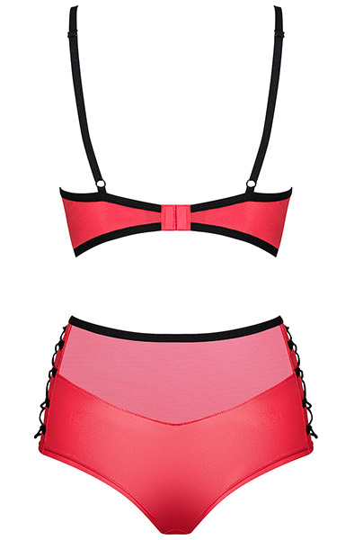 Obsessive Leatheria 2-pcs Set Red - Seksīga apakšveļa 4