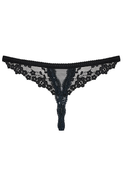 Obsessive Letica Crotchless Thong Black - Mežģīņu apakšbiksītes 5