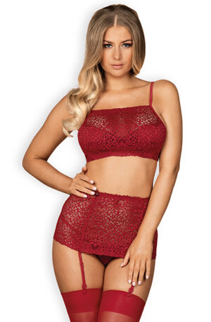 Obsessive Lividia 3 pcs Set Red - Seksīga apakšveļa 1