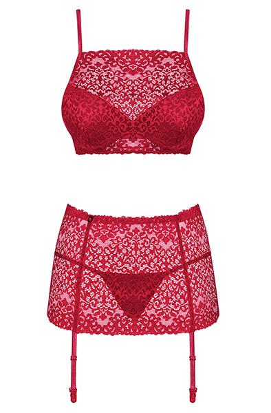 Obsessive Lividia 3 pcs Set Red - Seksīga apakšveļa 3