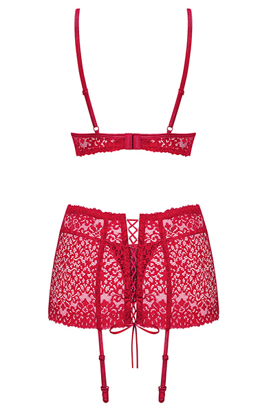Obsessive Lividia 3 pcs Set Red - Seksīga apakšveļa 4
