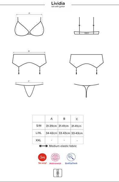 Obsessive Lividia 3 pcs Set Red - Seksīga apakšveļa 5