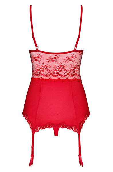 Obsessive Lovica Corset & Thong Red - Korsete un siksnas 5