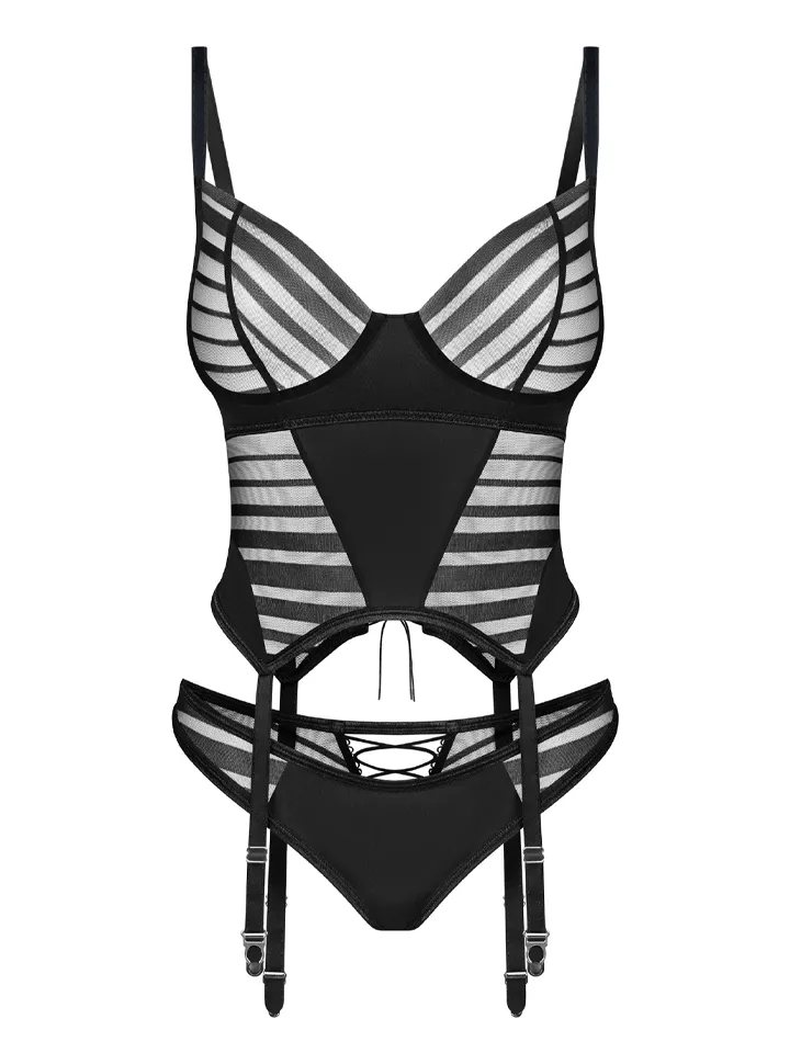 Obsessive Lune Bellis Corset & Thong Black - Korsete 4