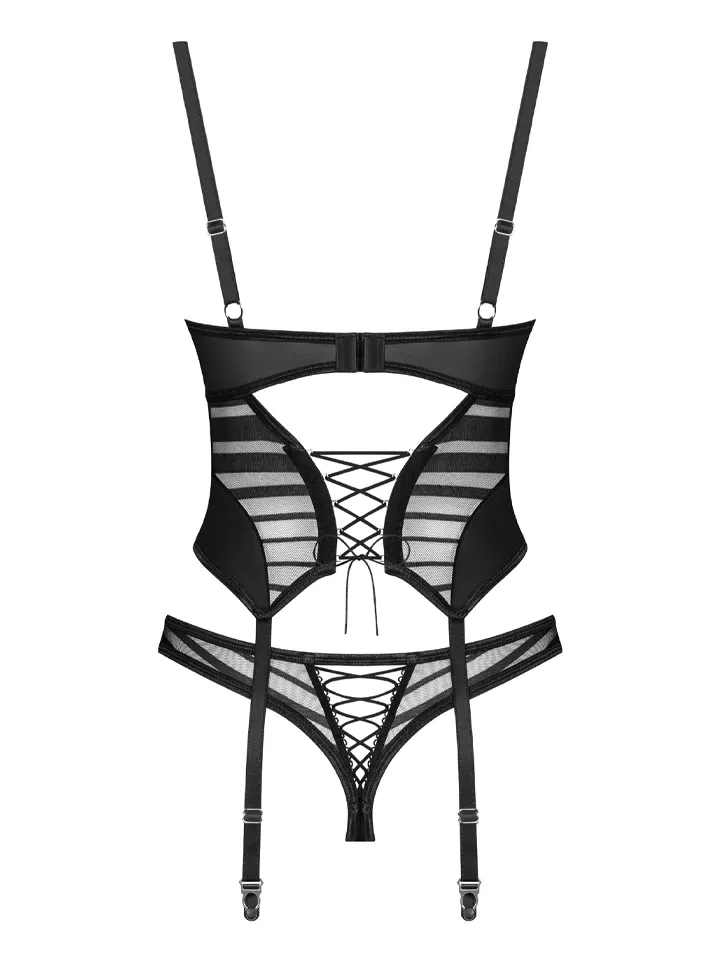 Obsessive Lune Bellis Corset & Thong Black - Korsete 5