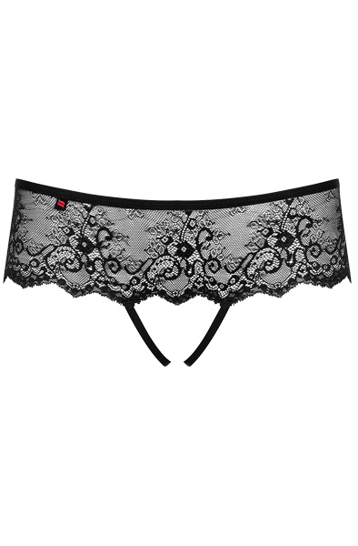 Obsessive Merossa Crotchless Panties Black - Biksītes bez kājstarpēm 4