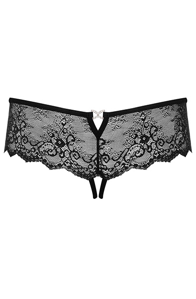 Obsessive Merossa Crotchless Panties Black - Biksītes bez kājstarpēm 5