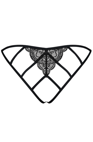 Obsessive Miamor Crotchless Panties Black - Biksītes bez kājstarpēm 5