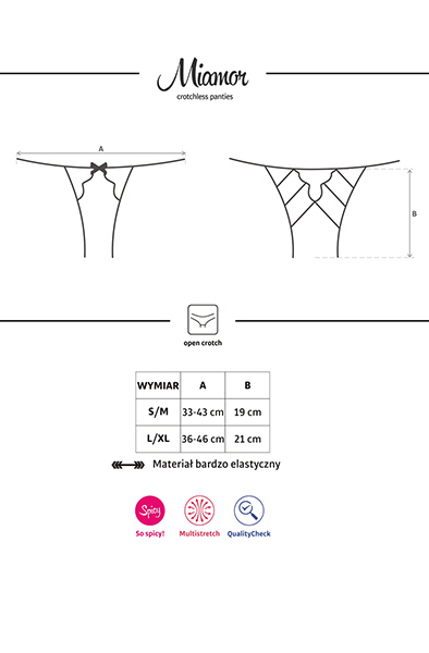 Obsessive Miamor Crotchless Panties Black - Biksītes bez kājstarpēm 6