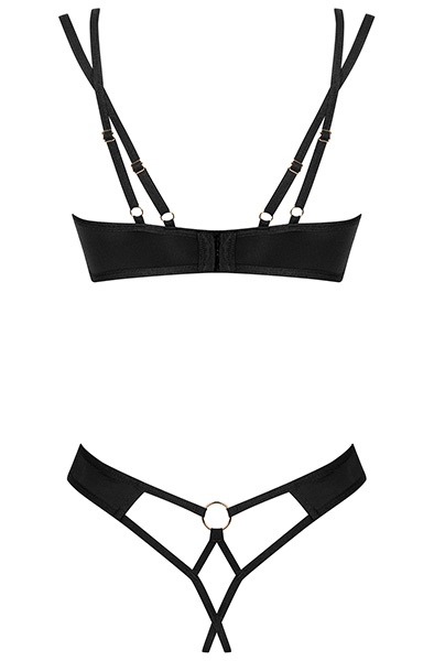 Obsessive Nesari 2-pcs Crotchless Set - Krūštura un krūštura komplekts 4