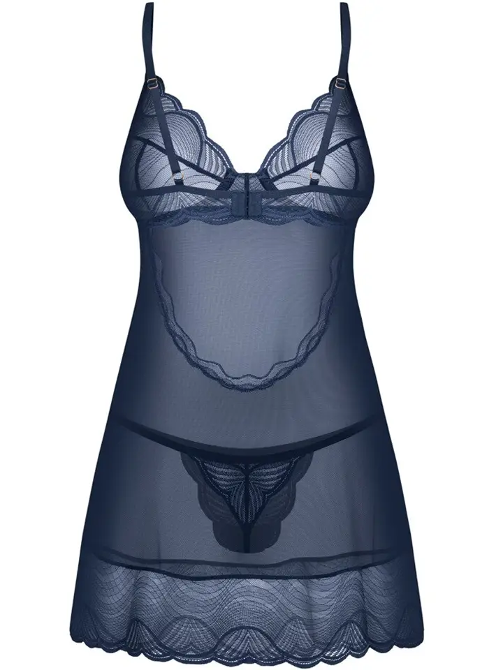 Obsessive Nightly Blue Chemise & Thong - Babydoll apakšveļa 4