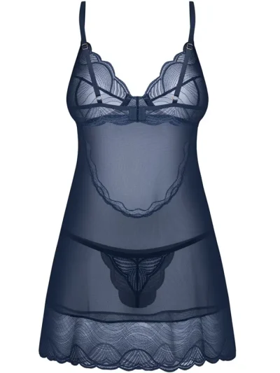 Obsessive Nightly Blue Chemise & Thong - Babydoll apakšveļa 4