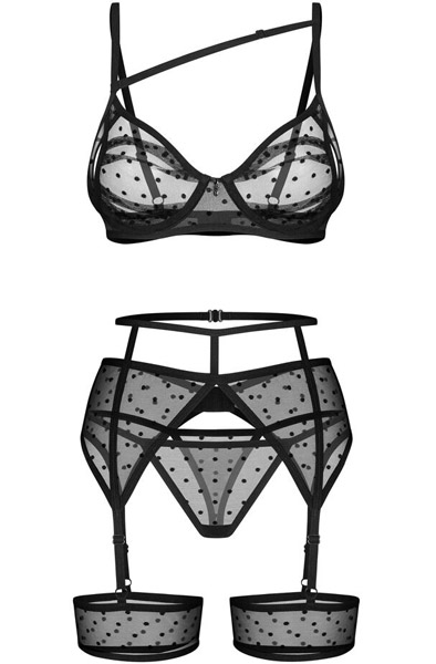 Obsessive Nuites 3-pcs Set Black - Underklädesset 4