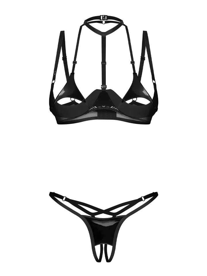 Obsessive Rolleya 2-pcs Crotchless Set - Krūštura un krūštura komplekts 4 [full]