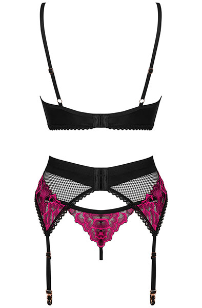Obsessive Rosenty 3-pcs Set - Seksīga apakšveļa 4