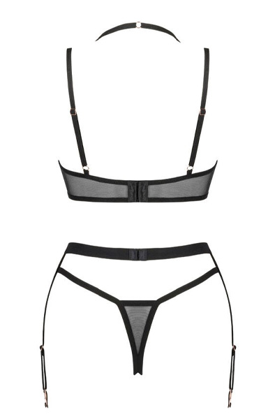 Obsessive Selinne 3-pcs Set Black - Krūštura un krūštura komplekts 4