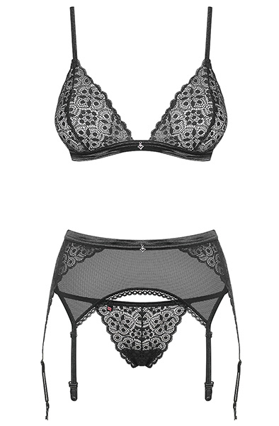 Obsessive Shibu 3-pcs Set Black - Seksīga apakšveļa 4