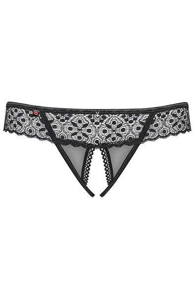 Obsessive Shibu Crotchless Thong Black - Mežģīņu apakšbiksītes 4