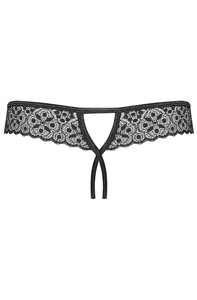 Obsessive Shibu Crotchless Thong Black - Mežģīņu apakšbiksītes 5
