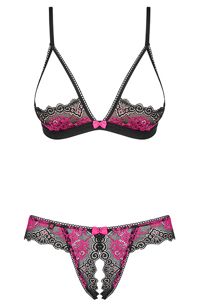 Obsessive Tulia 2 pcs Set Cupless Black - Seksīga apakšveļa 4