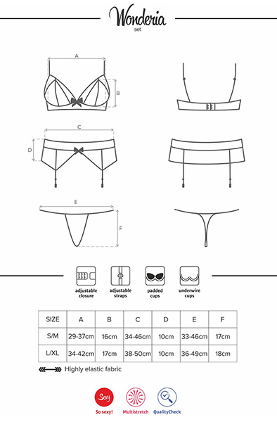Obsessive Wonderia 3 pcs set Black - Seksīga apakšveļa 6